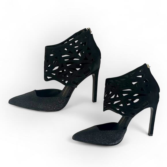 Dolce Vita Women's Kayden Pumps Size 6.5 Black Nubuck Leather Cutout Heels - Picture 10 of 12